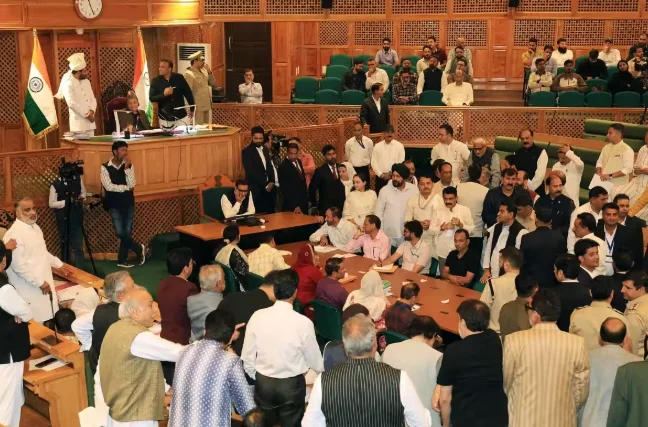 BJP protests Abdullah govt’s statehood resolution in J-K assembly