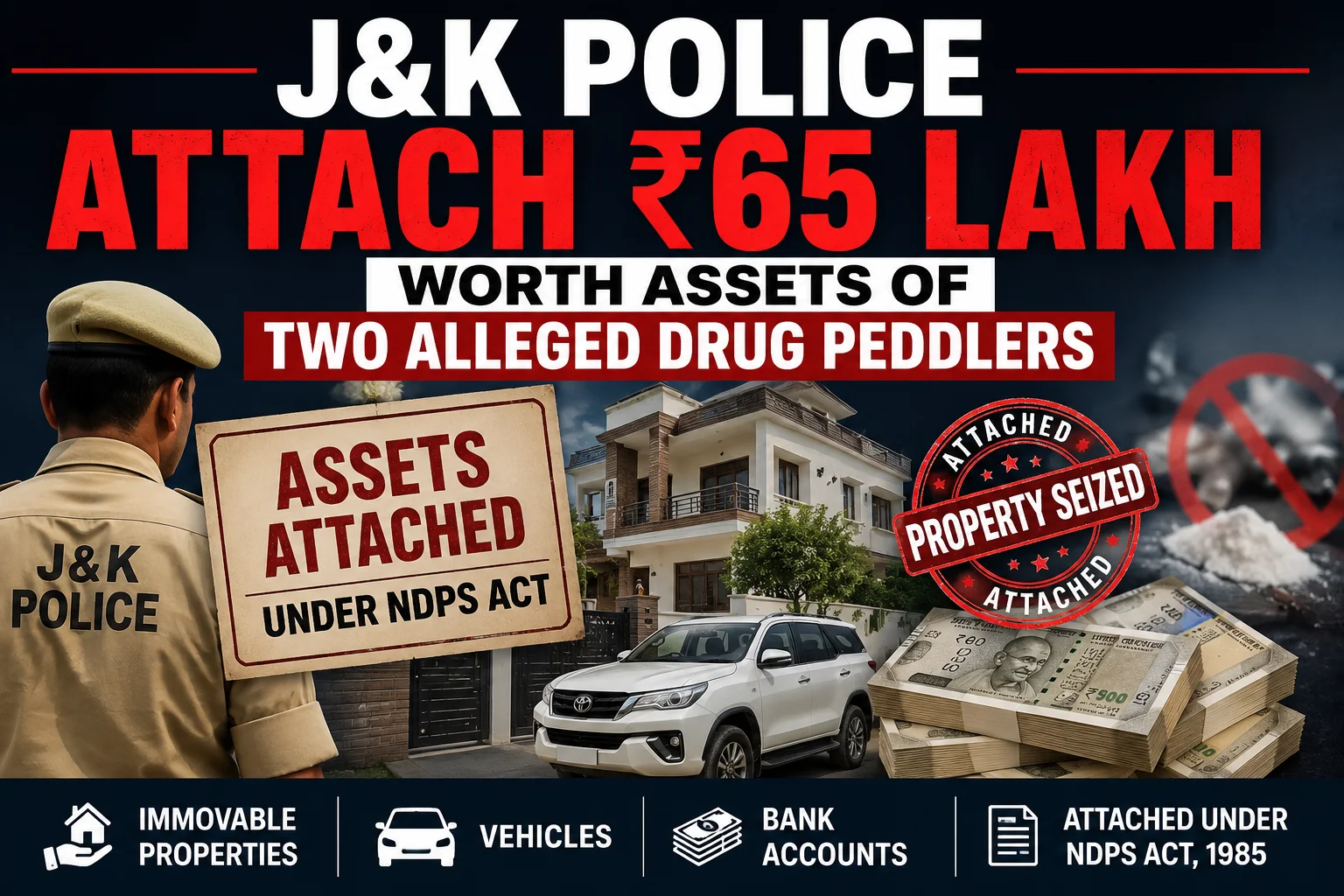 J&K Police Attach ₹65 Lakh Worth Assets Of Two Alleged Drug Peddlers