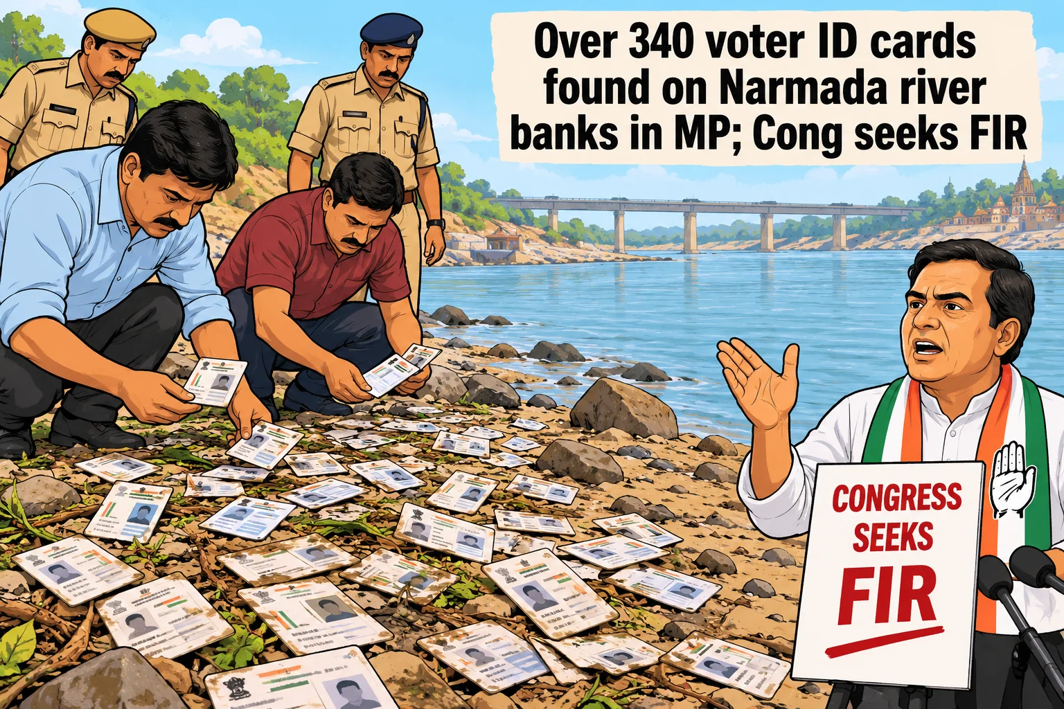 Over 340 voter ID cards found on Narmada river banks in MP; Cong seeks FIR