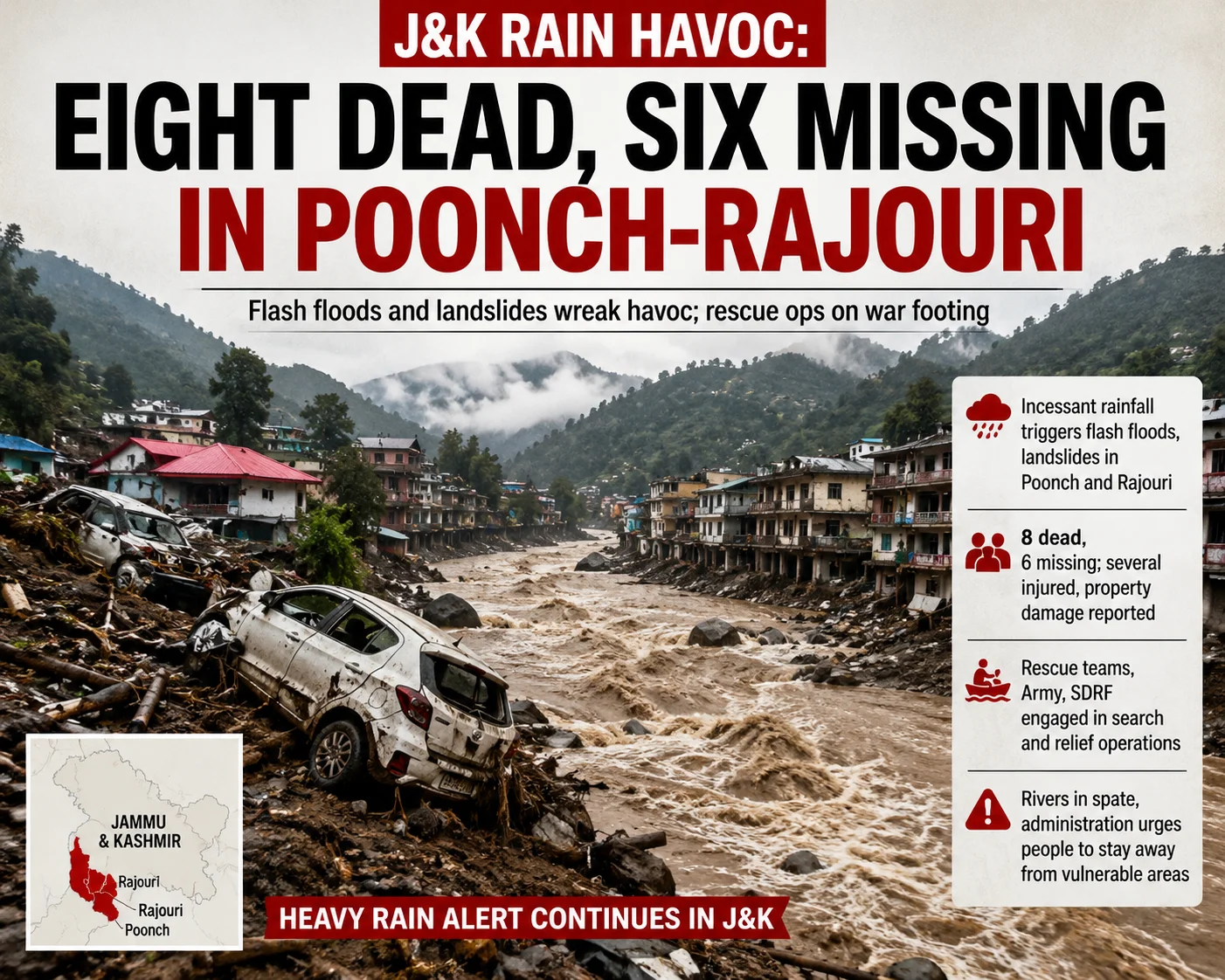 J&K Rain Havoc: Eight Dead, Six Missing in Poonch-Rajouri