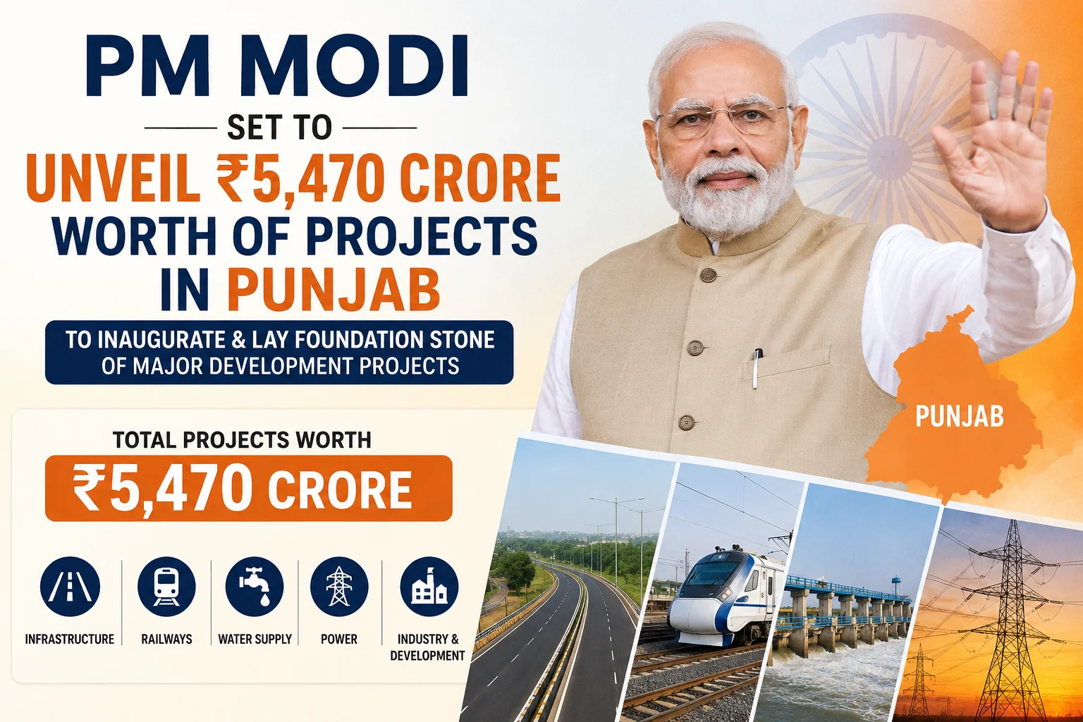 PM Modi Set to Unveil ₹5,470 Crore Worth of Projects in Punjab