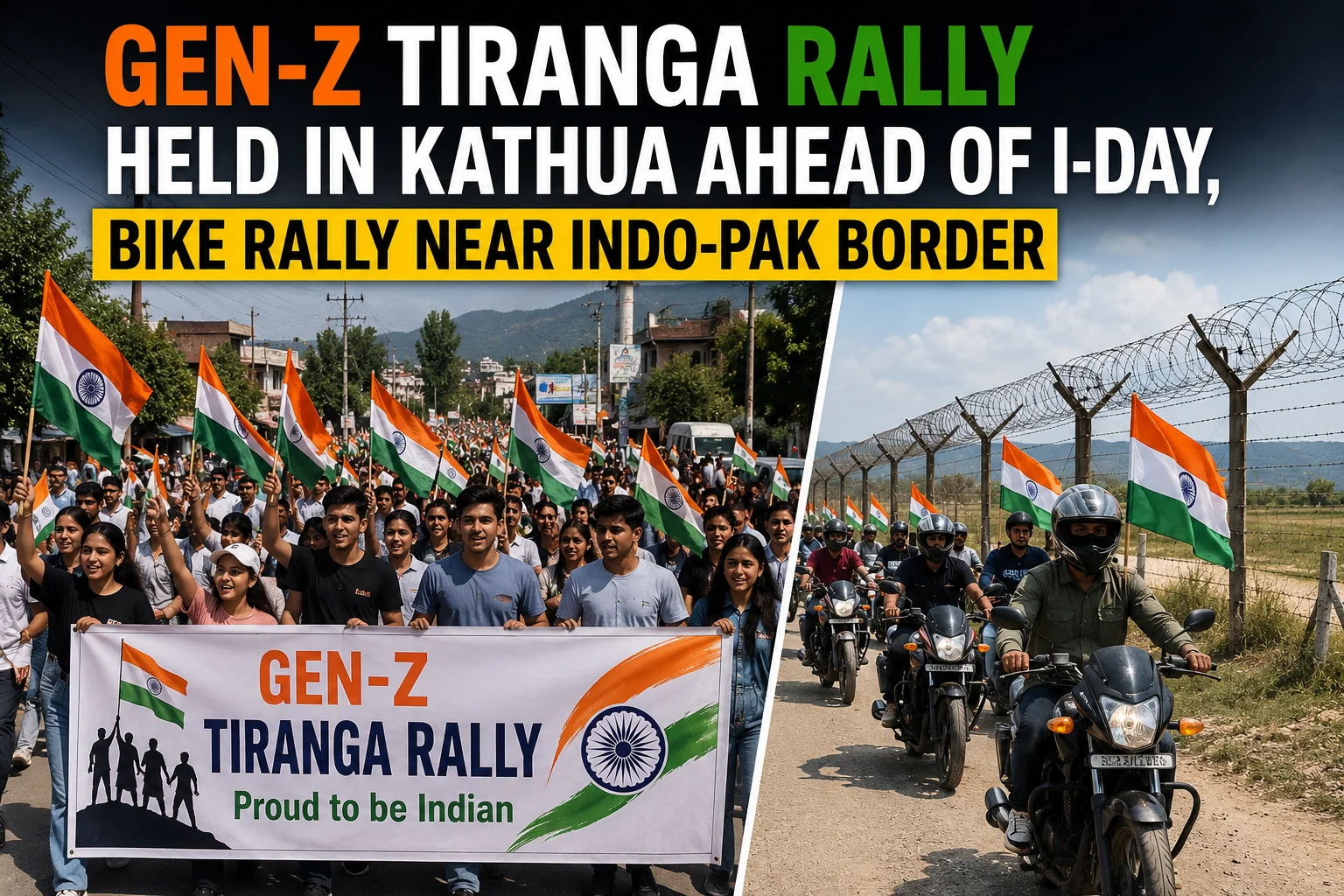 Gen-Z Tiranga Rally Held In Kathua Ahead Of I-Day, Bike Rally Near Indo-Pak Border