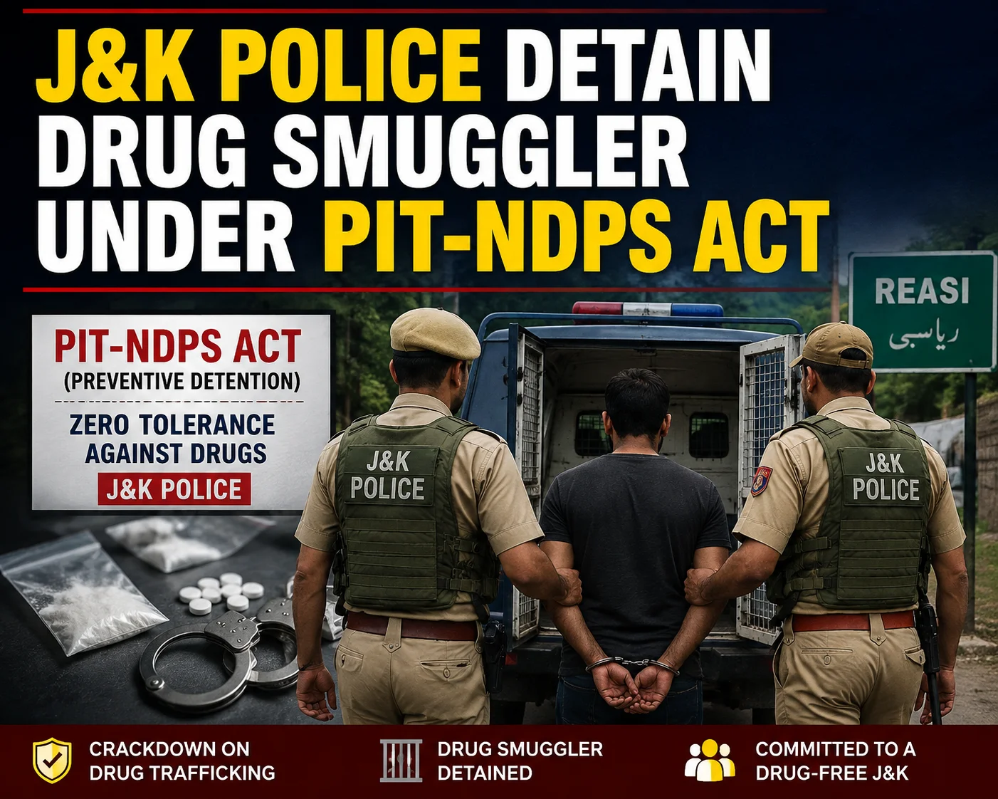 J&K Police Detain Drug Smuggler Under PIT-NDPS Act in Reasi
