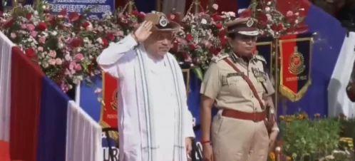 Amit Shah Presents President’s Colour to Puducherry Police