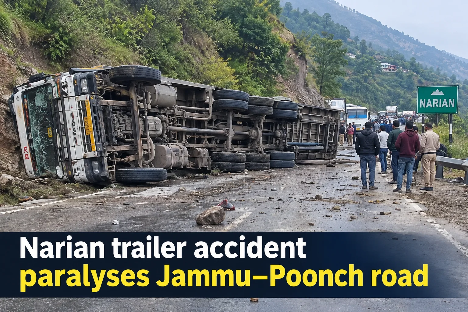 Narian trailer accident paralyses Jammu–Poonch road