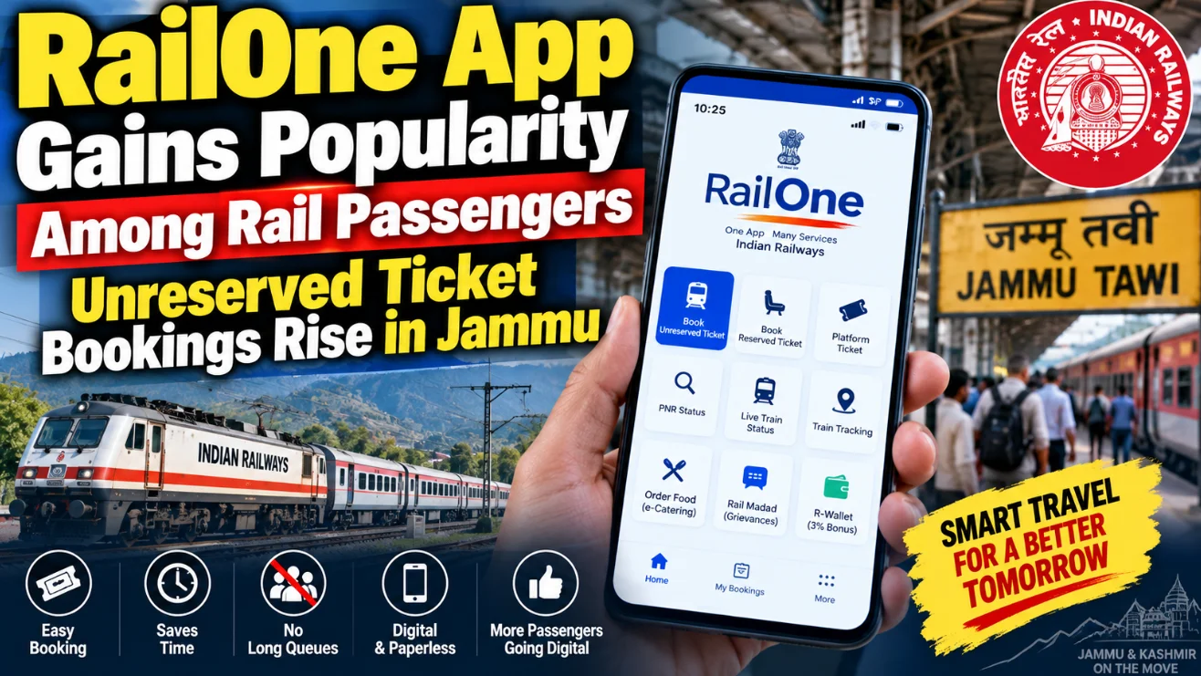 RailOne App Gains Popularity Among Rail Passengers, Unreserved Ticket Bookings Rise in Jammu