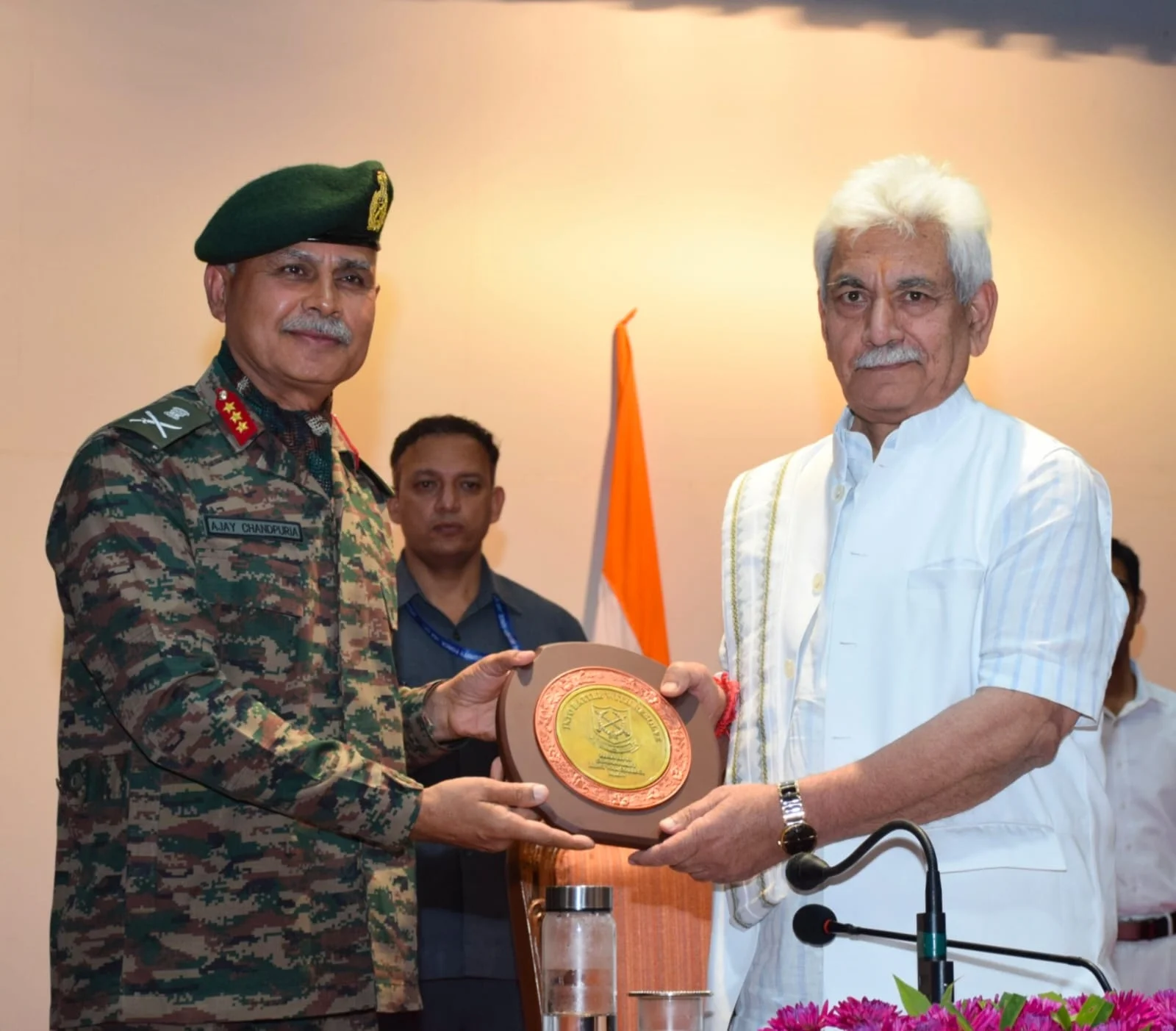 LG Manoj Sinha interacts with officers of Higher Command Course-55
