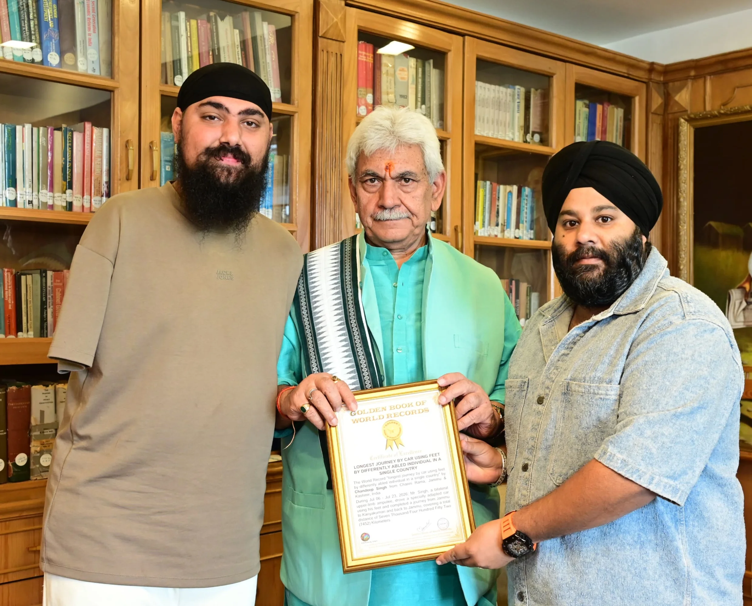 Intl Para Athlete S Chandeep Singh meets LG Manoj Sinha