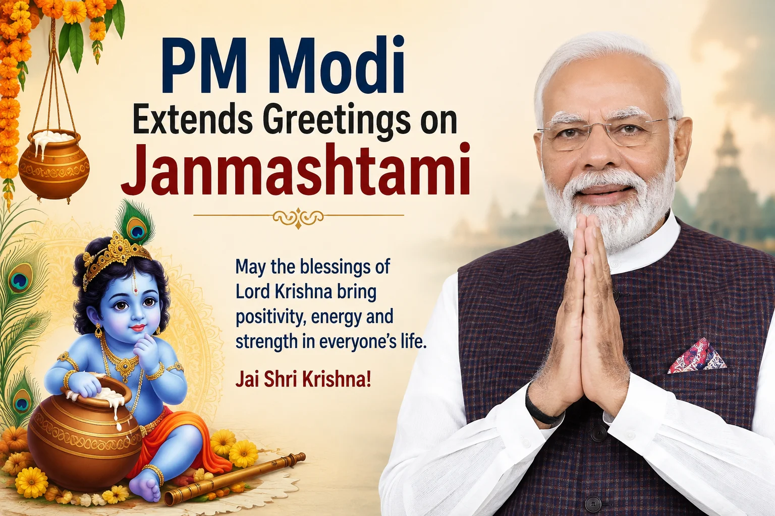 PM Modi Greets People on Janmashtami